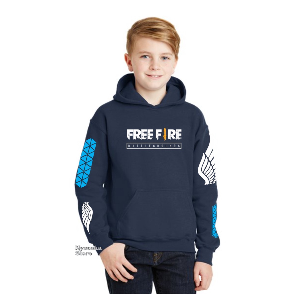 Jaket FF Anak Hoodie Jumper Free Fire Sweater Anak Jaket Garena Usia 7-13 Tahun