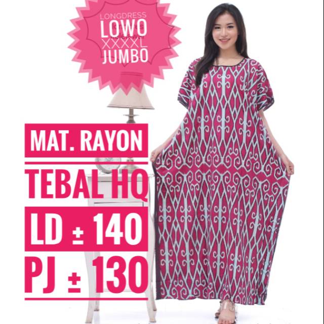 (COD) LD 140 Daster Lowo Jumbo Panjang 135 Rayon SONGKET Premium adem baju tidur murah grosir solo
