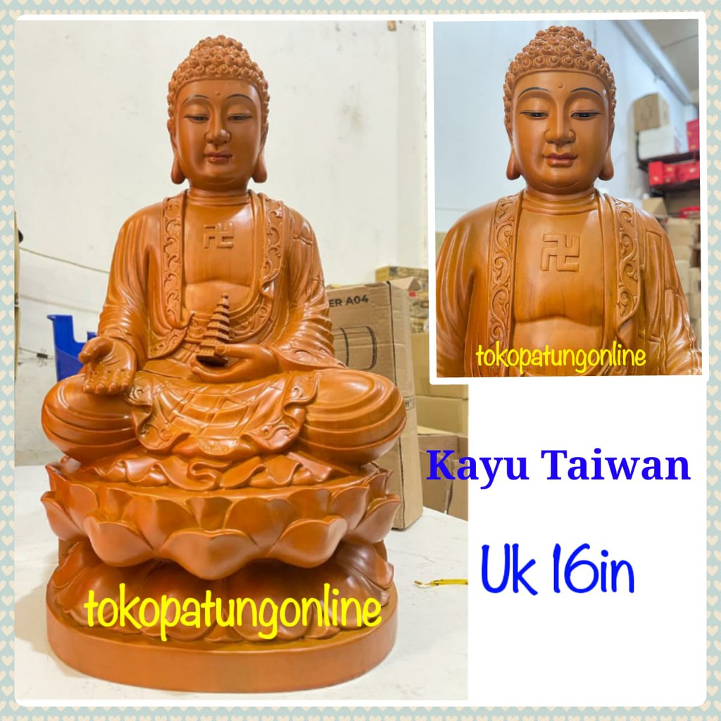 Patung Buddha Kayu Taiwan 16in 021