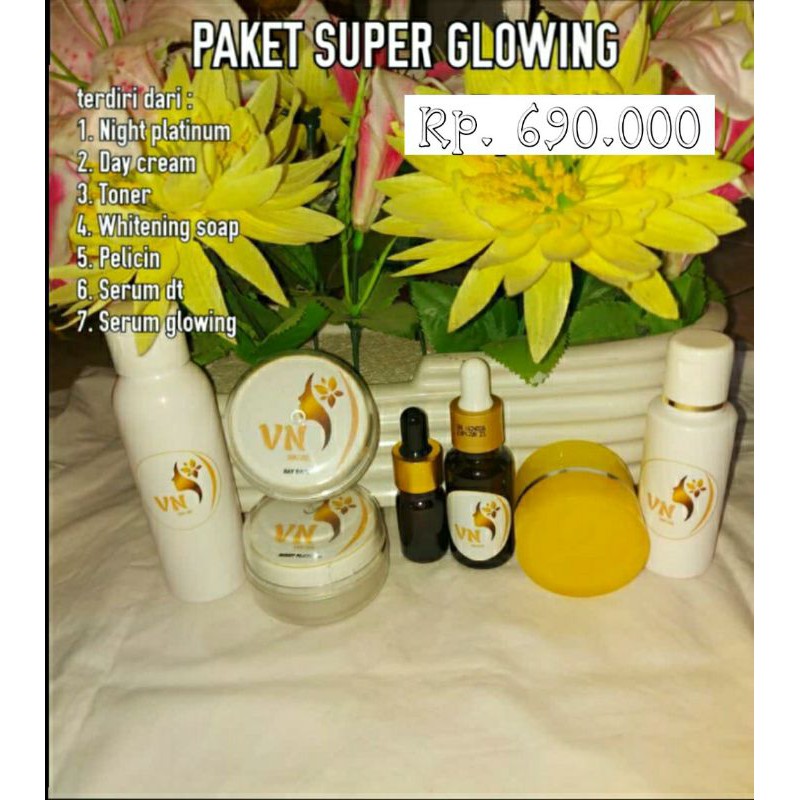 Cream pemutih dokter aman vn skincare paket super whitening glowing serum krim susah putih
