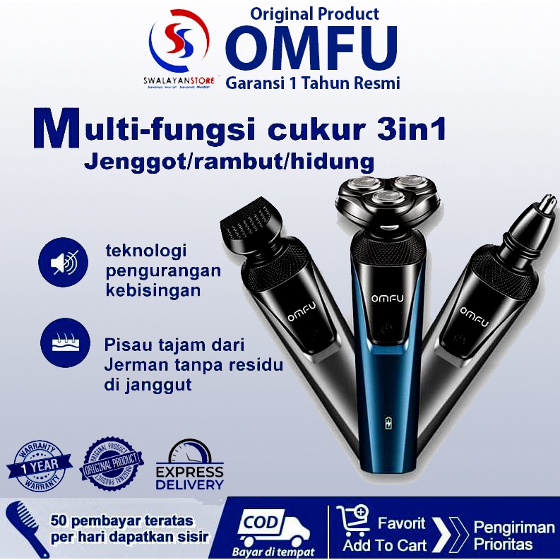 Omfu Alat cukur rambut/cukur jenggot/alat pencukur/cukuran kumis/shaver/hair clipper/pencukur alis e