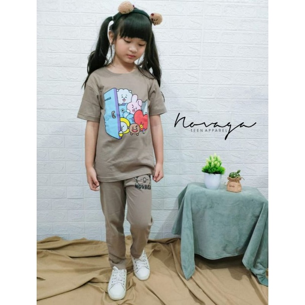 setelan anak perempuan pakaian anak baju tidur anak laki piyama anak setelan bt21 novaga piyama bt21