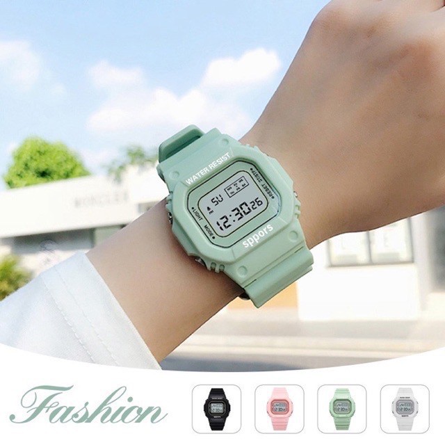 PA JAM TANGAN DIGITAL RUBBER PRIA WANITA SEGI DW-5600 GROSIR MURAH KARET SPORT LED MOTIF BUNGA DAN POLOS COUPLE JF052 / C8