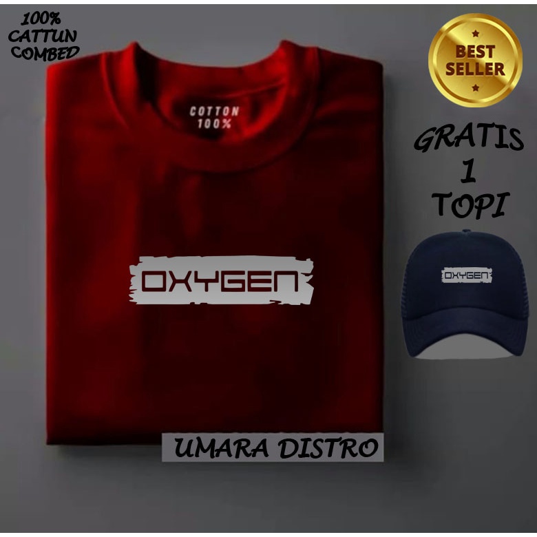 [COD] Ready  BELI BAJU GRATIS TOPI... Kaos Distro Lengan pendek Oxygen Blok Text Silver Kaos Pria Da