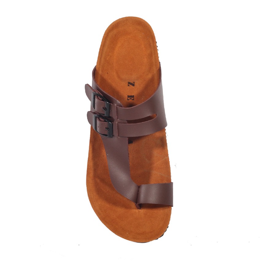 ALFARO BROWN |FORIND x Zensa| Sendal Jepit Tali Kulit Simpel Kayu Pria/Cowok/Men - Sandal - Footwear