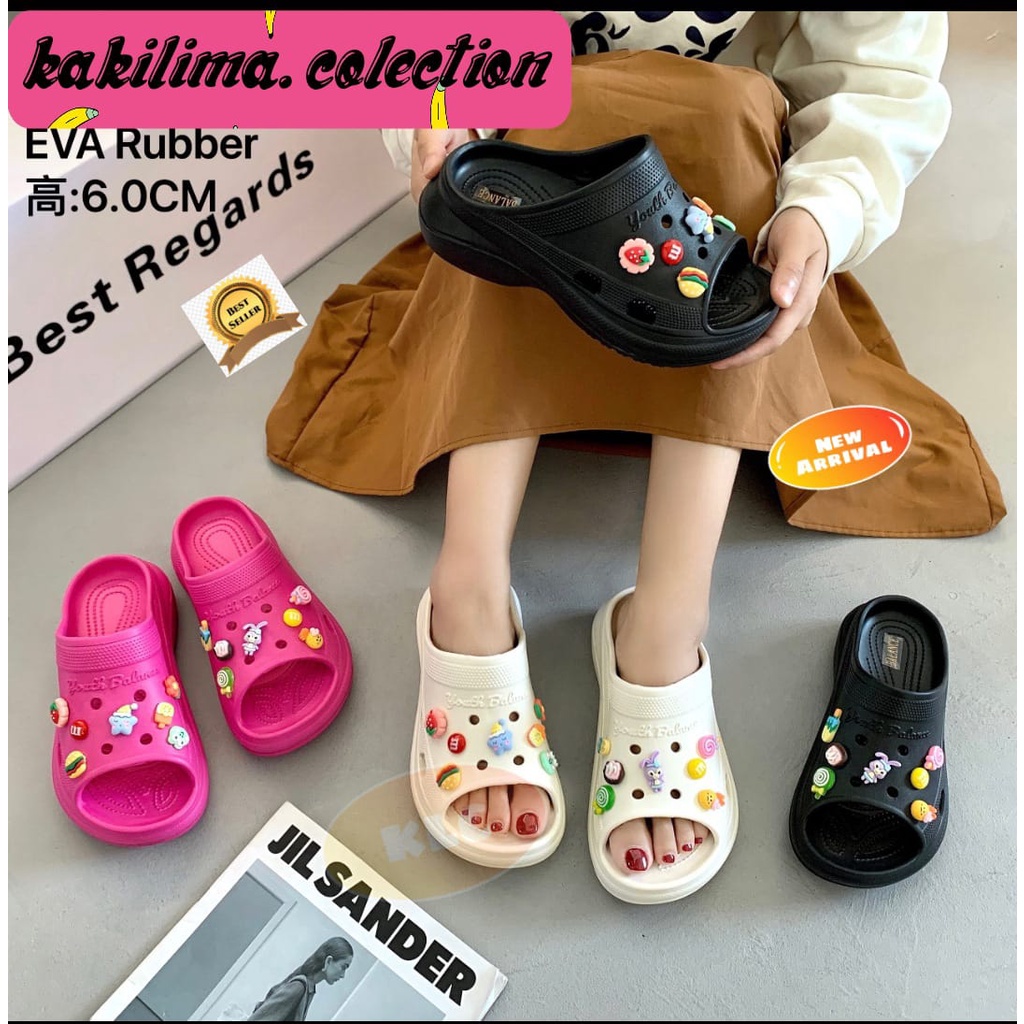 sandal eva rubber wedges koren sendal slop perempuan balance X810