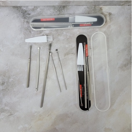 COD Korek kuping Set isi 6 stainless ear pick 6 pcs set pembersih telinga / Alat Korek Telinga / Alat Korek Kuping / Korek Telinga / Alat Pembersih Telinga / Alat Pembersih Kuping K20 K17 K18