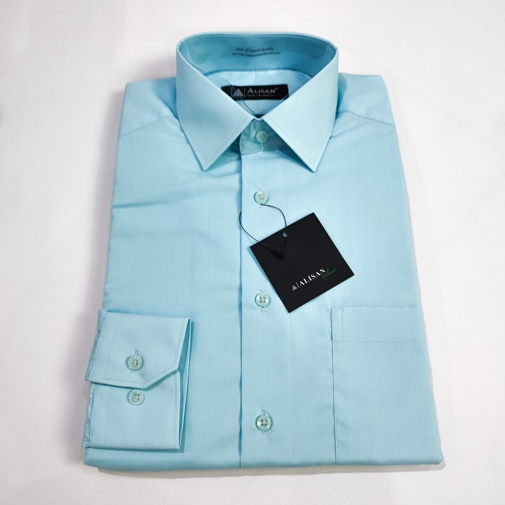 Kemeja ALISAN Polos Lengan Panjang Regular Fit ( AQUA , TOSCA )