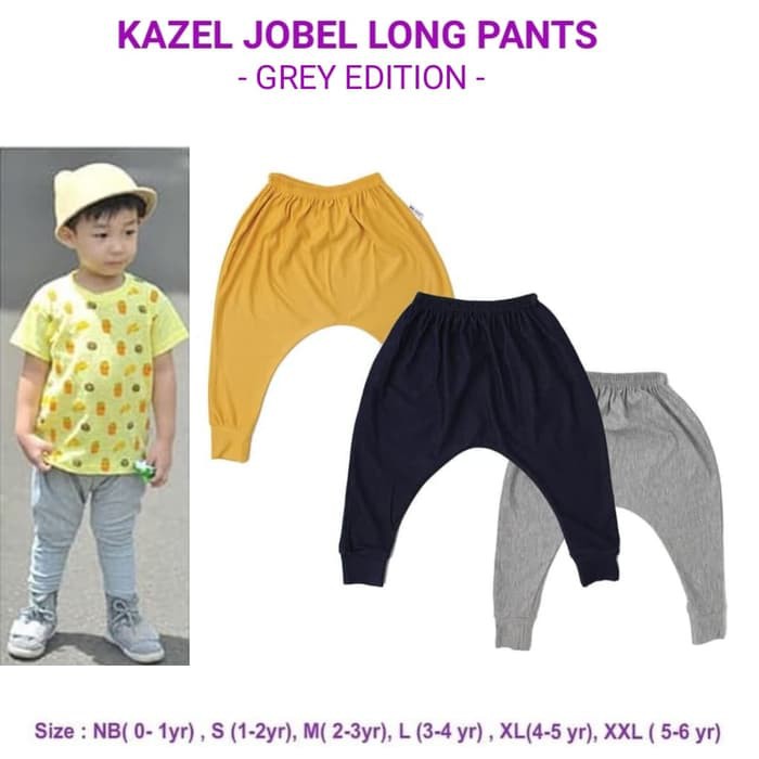 Celana Panjang Anak 0-6 Tahun Kazel Long Pants Grey Isi 3