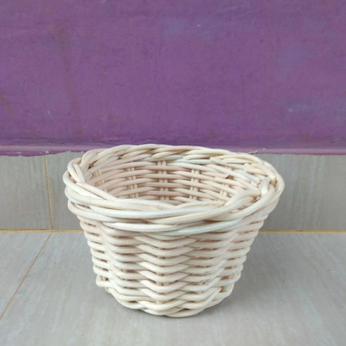 keranjang rotan bulat parcel / seserahan / sovenir / penyimpanan / hiasan murah 15X10X10 cm