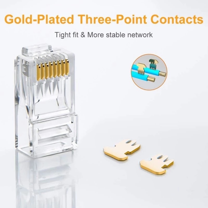 5pcs / Pak Adapter Konektor Kabel Jaringan Internet Broadband Kristal Transparan Bahan Tembaga Murni Untuk Router Komputer Smart TV