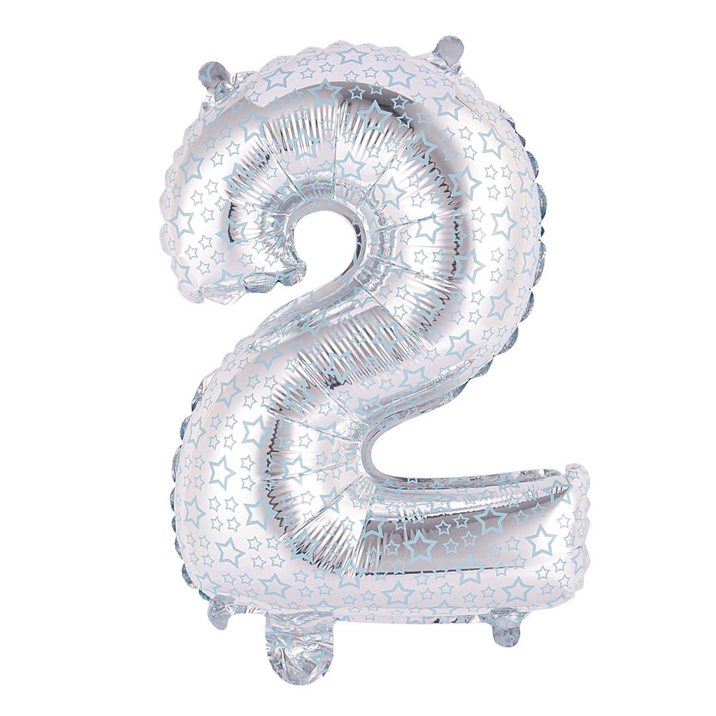 BALON FOIL ANGKA SILVER MOTIF BINTANG SATUAN BALON FOIL PESTA WARNA WARNI