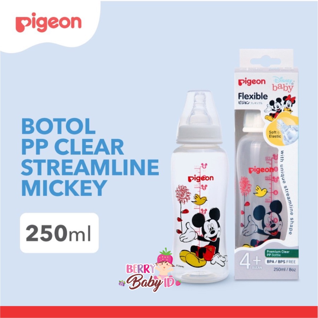 Pigeon Botol Flexibel Streamline Mickey Minnie Botol Susu Bayi 250ml Berry Mart