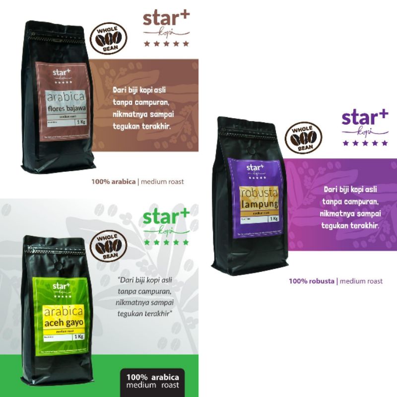 

Star Kopi Arabica Robusta Series 1000 gram atau 1kg