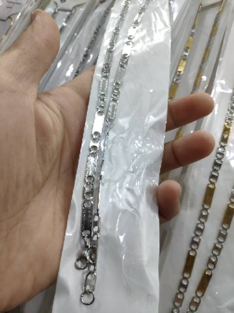 Kalung Titanium Pria Wanita Anti Karat Model Nuri Warna Putih Panjang 50cm