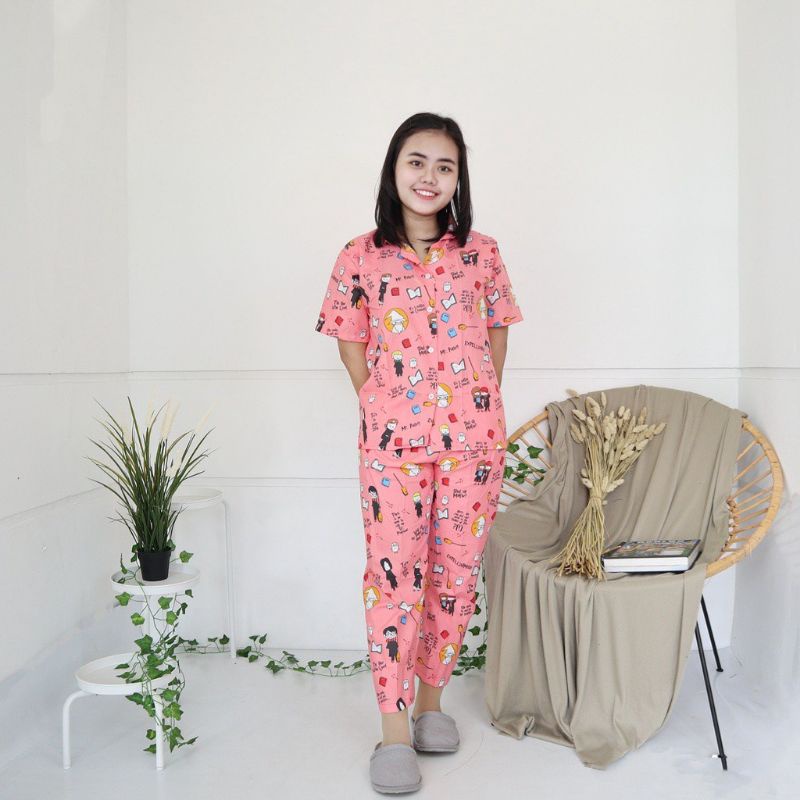 Piyama anak dewasa motif Harry Potter pink - Baju tidur