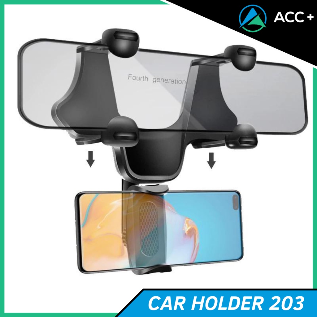 Stand Holder Handphone Tempel Kaca Spion Mobil Model 203 - Car Phone Holder Penyangga Tempat Hp Mobil Tempel Kaca