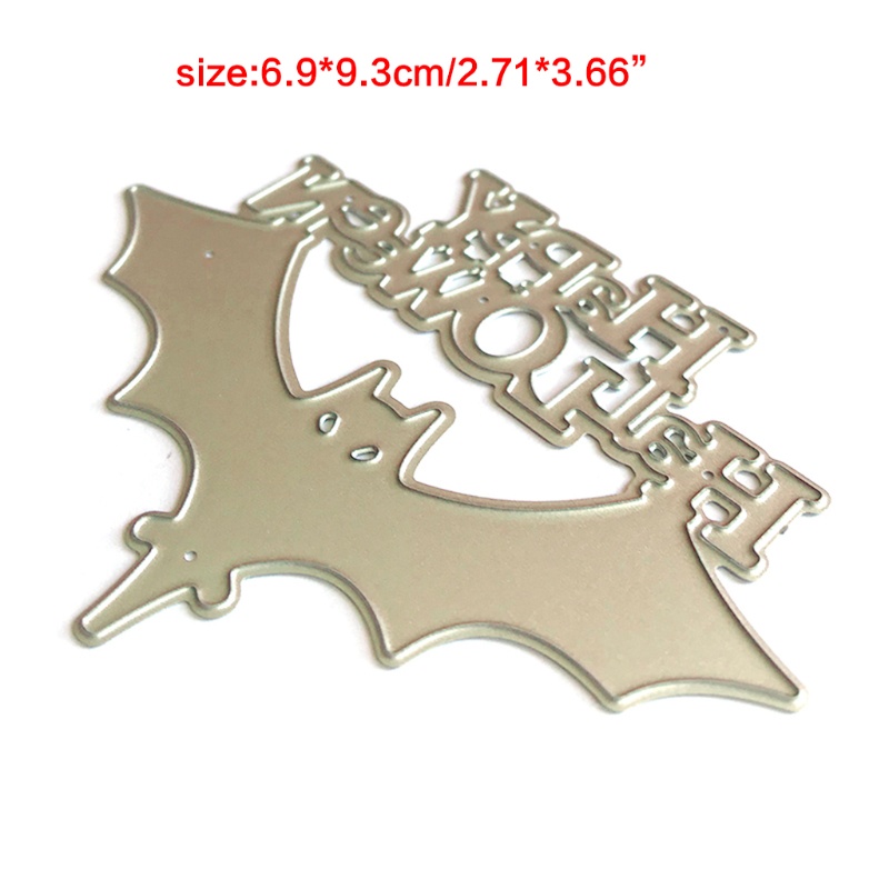 Zzz Cetakan Stensil Cutting Dies Motif Kelelawar Halloween Bahan Metal Untuk Scrapbook / Craft DIY