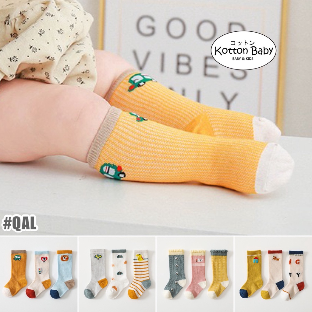 [3 PSG] 0-3 thn | KAOS KAKI BAYI ANAK IMPOR SOCKS LUCU KARAKTER KARTUN UNISEX Catalog QN QAL