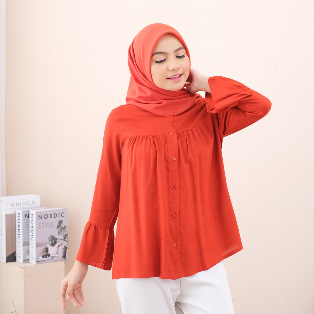 Augie - Jelita Blouse Polos Rayon-Brick