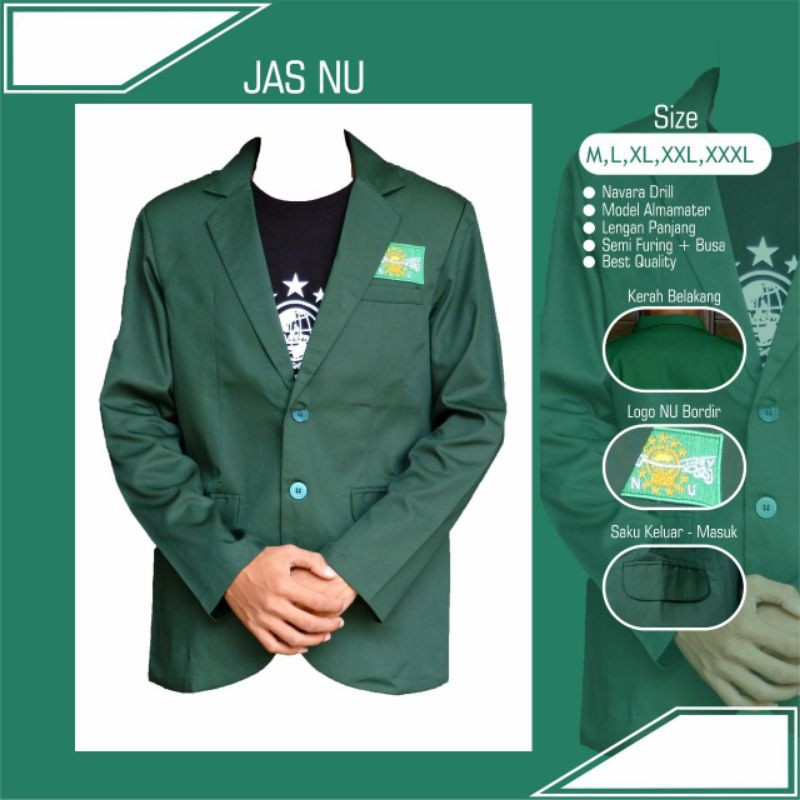 Jaz NU jaz nahdlatul ulama Jas NU Jaz Premium Jaz NU Hijau jaz almamater jaz lengan panjang oemah nu