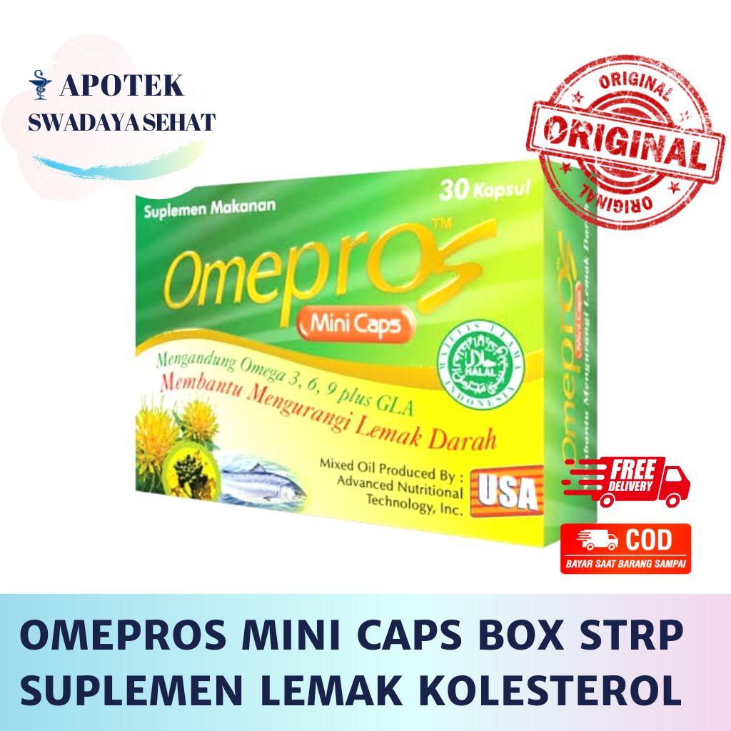 OMEPROS MINI CAPS BOX 30s 10s Strip Varian - Suplemen Mengurangi Lemak Darah Hiperlipid Kolesterol Omeproz mini kap