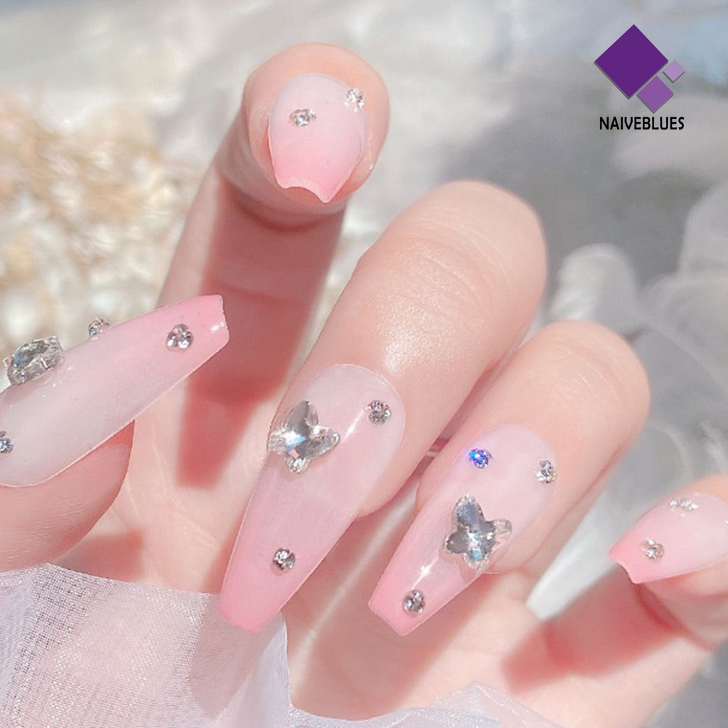 Naiveblue &gt; 10Pcs / Set Ornamen Kristal Imitasi Bentuk Hati 3D Untuk Dekorasi Nail Art Charms