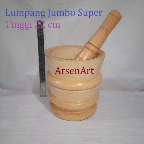 Lumpang Kayu Besar T18cm dan Jumbo Super T22 cm Free Penumbuk / Alu Kwalitas Oke