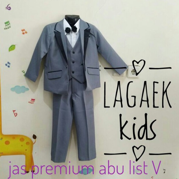 Jas Anak Laki 8in1 Usia 1 2 3 7 8  Tahun Premium ABU - Setelan Pesta Anak Cowok Dasi Kupu V Keren Casual Set Lengkap Banget