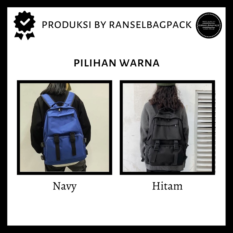 Tas Ransel - Backpack Punggung Bahu Fashion Terkini Korea Anak Sekolah Kuliah Kerja Remaja Kantor Travelling Liburan Pria Laki-laki Cowok