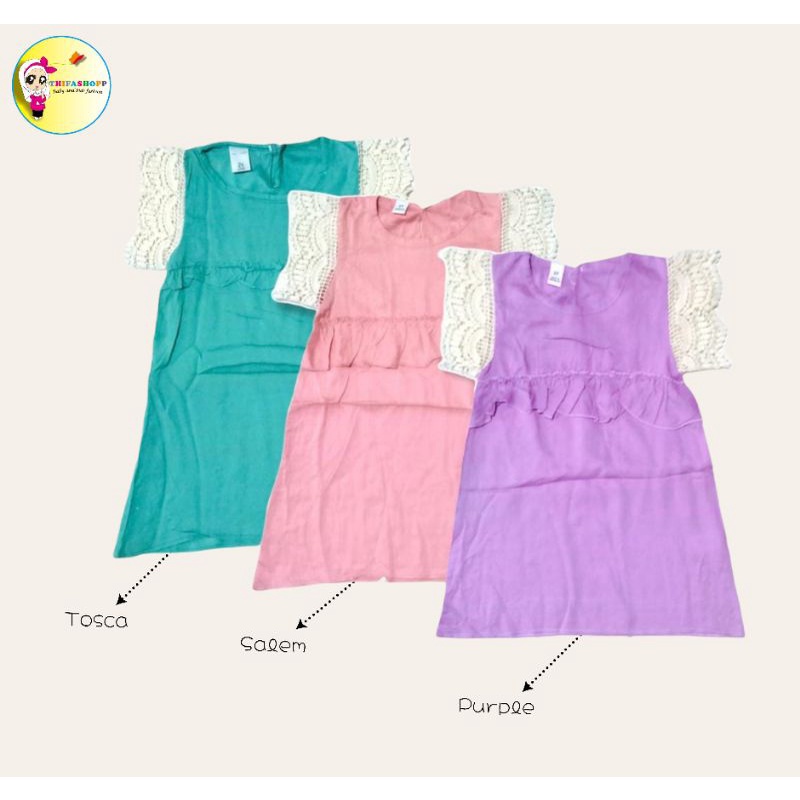 1-5T (PILIH MOTIF) Dres Anak Perempuan (DRES RENDA RAYON)