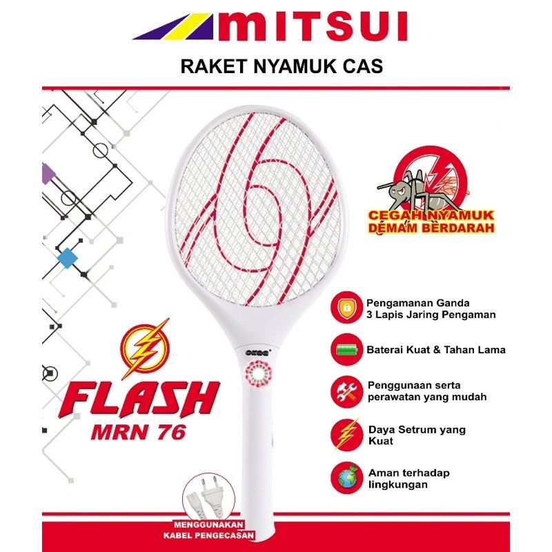 Raket Nyamuk Mitsui Flash MRN 76 Rechargeable