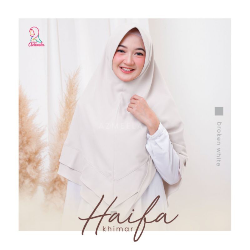 Haifa Khimar by Azmeela hijab instant simple syar'i Zara crepe pad-Broken white