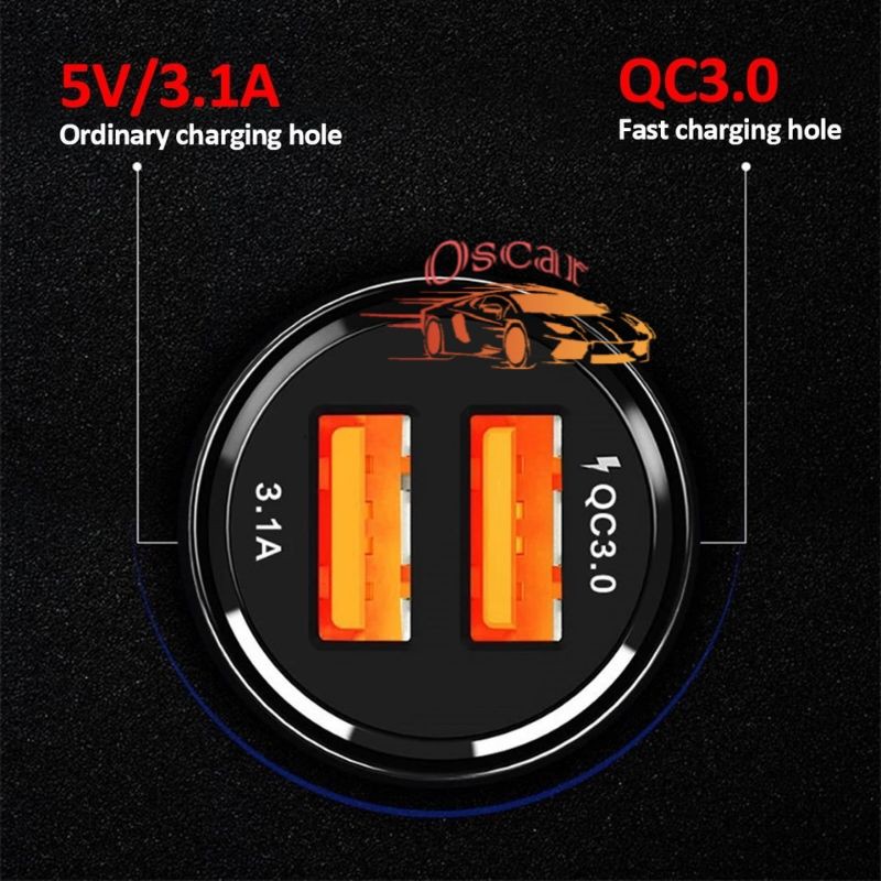 Car Charger Colokan Mobil 2 Ports QC3.0 3.1A  Qualcomm Black White