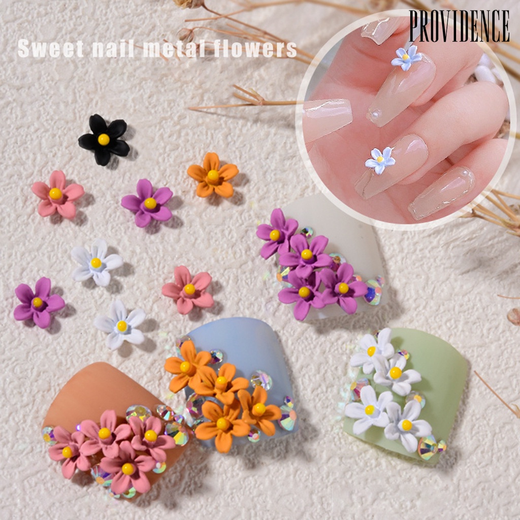 Providence 5Pcs Nail Flower Ornament Attractive Multifunctional Alloy for Girl 3D Beautiful Nail Art Decoration