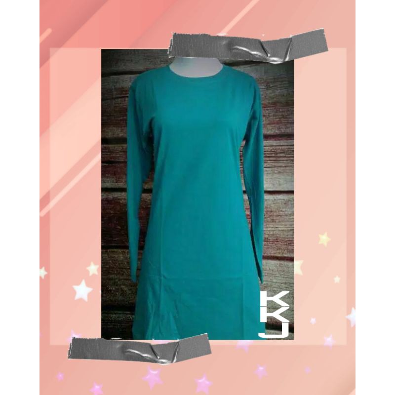 Kaos Polos Lengan Panjang Wanita Muslimah Warna Tosca