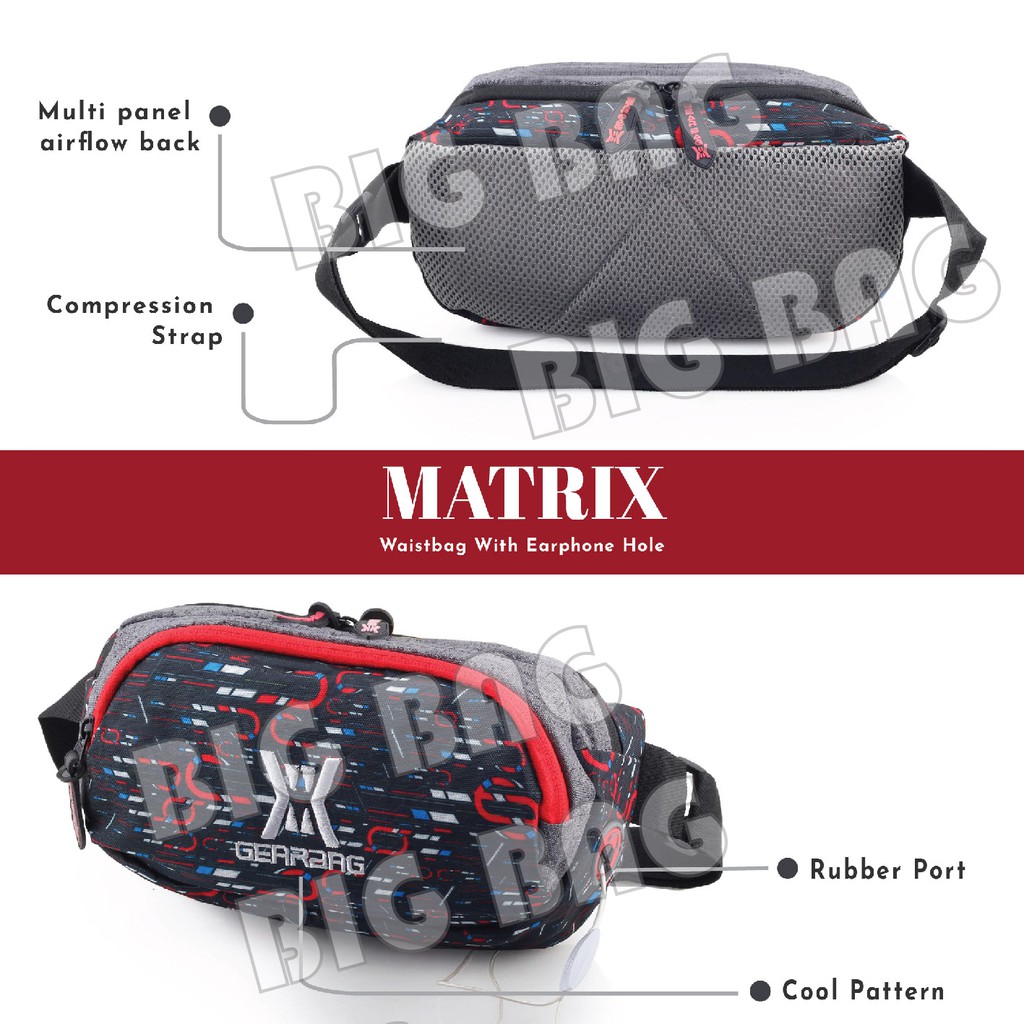 Gear Bag MATRIX Port - 13105 - Waistbag WITH EARPHONE HOLE - Tas Selempang Pria Tas Pinggang Groovy