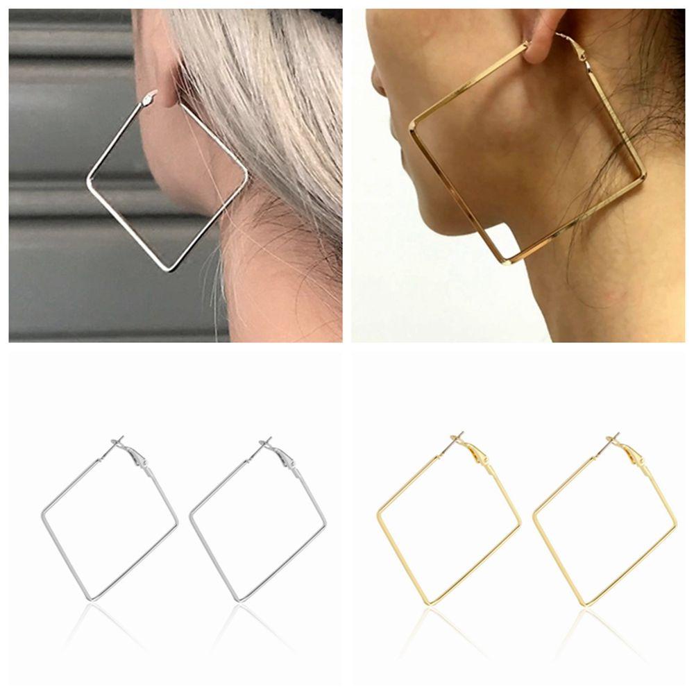 Anting Hoop Geometris Bunga Hati Persegi Bulat Hexagon Untuk Wanita