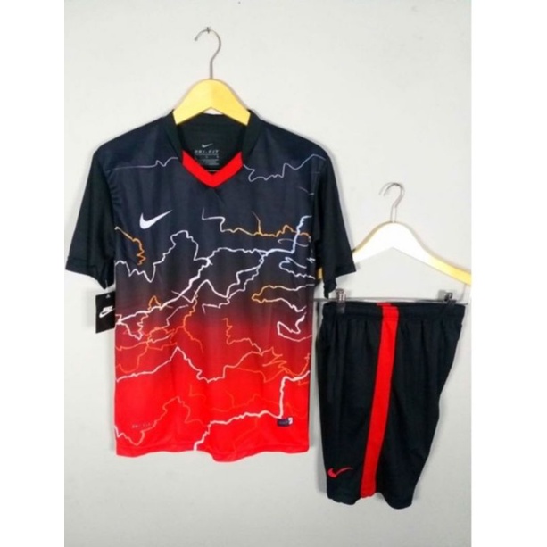 (COD J&T) NIKE HITAM MERAH KUNING  KOSTUM FUTSAL JERSEY KAOS BOLA SETELAN 26sport