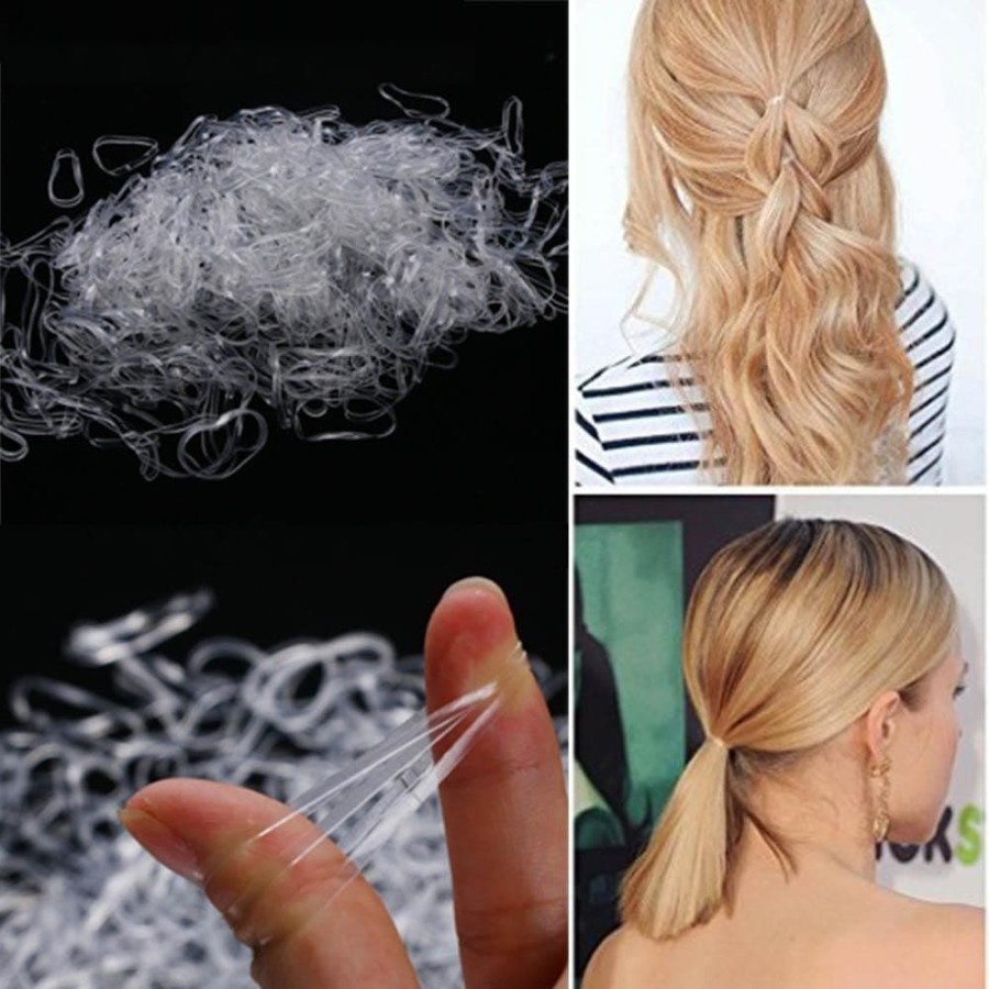 Isi 200Pcs Karet Ikat Rambut Jepang Transparant Bening Clear Elastis