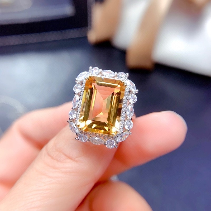 New Natural Citrine Rings Pendants Suit