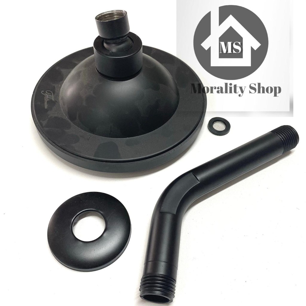 Shower Tembok 6 inch Hitam F02- Wall shower Mandi Black tanam 6inch fiorentino minimalis