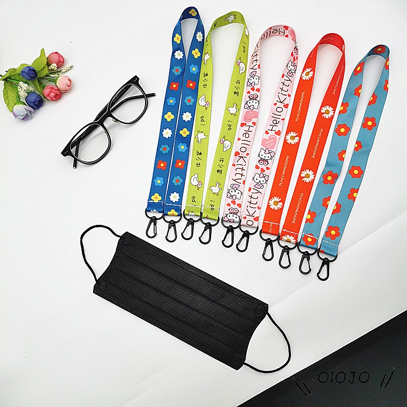 Adjustable Masker Pemegang Anak Kartun Daisy Pola Topeng Lanyard Anak Anti-Hilang Kartun Lanyard Tali Gesper - Ol