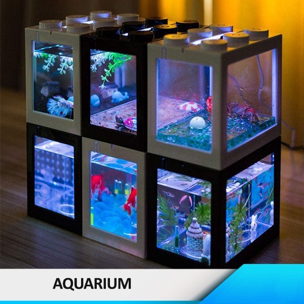 Sgmshop Aquarium Lego Lampu USB LED Light Akuarium Ikan Hias Cupang Kotak Akrilik