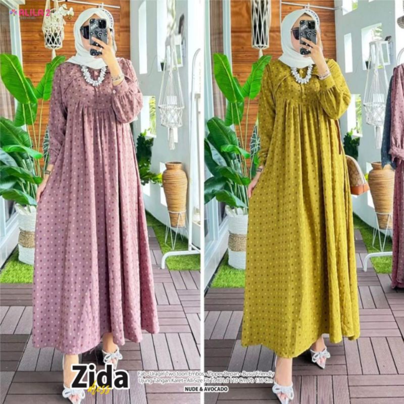 (NEW) GAMIS DRESS WANITA FASHION MUSLIM //ZIDA DRESS#2 BY ALILA HIJAB 2 SOLO