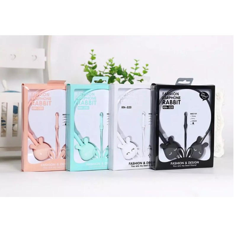 [KN-320] Headphone Headset Bentuk Kepala KELINCI Polos / Earphone Overhead Motif Kelinci Simple / Earphone Karakter Rabbit Head