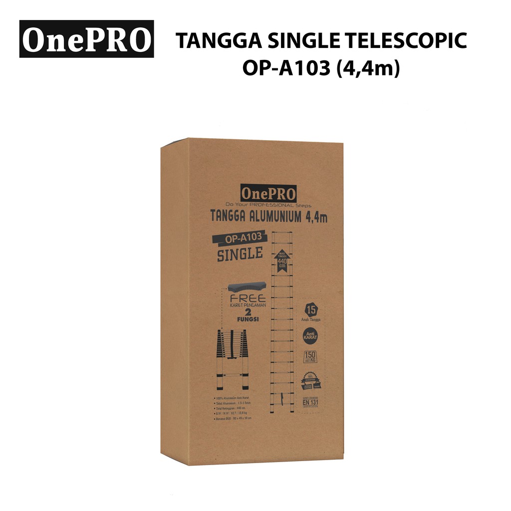 Tangga Single Telescopic Onepro OP-A103 / Tangga Lipat Alumunium Teleskopik