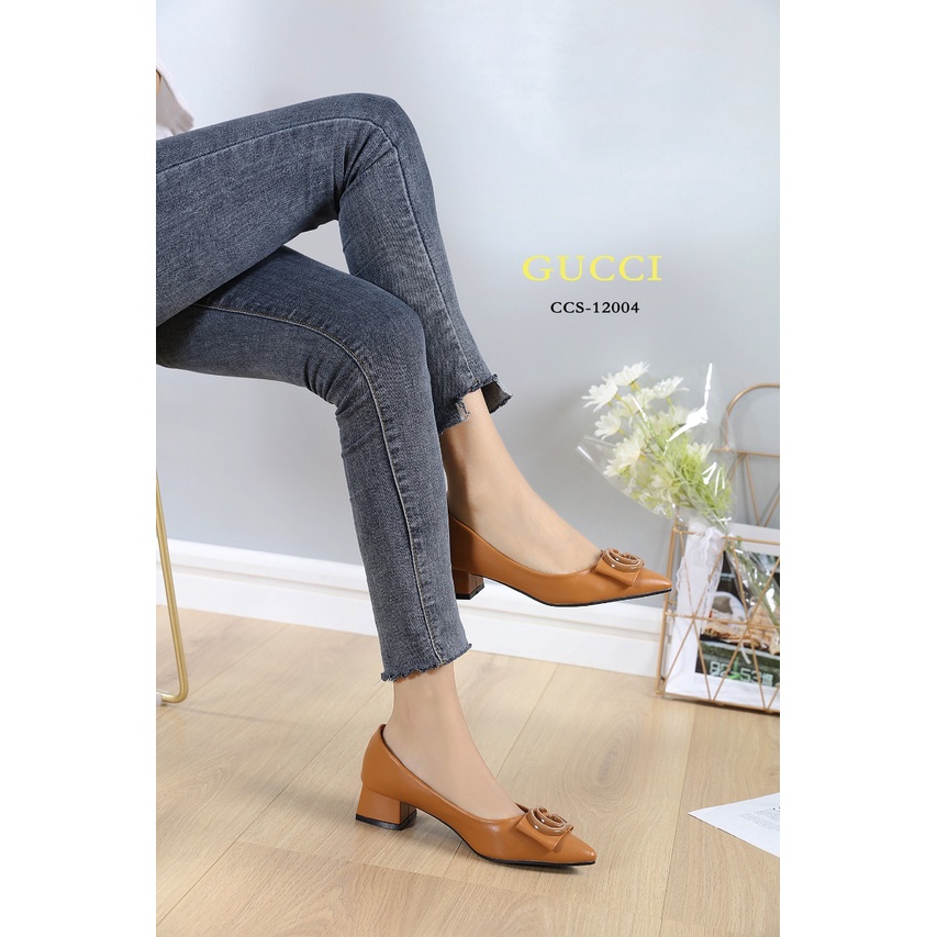 IMPORT GUCCI BLX0636 Sepatu Hak Tahu Heels Chunky Big Murah Wanita Cewek Batam Hitam Merah Coklat