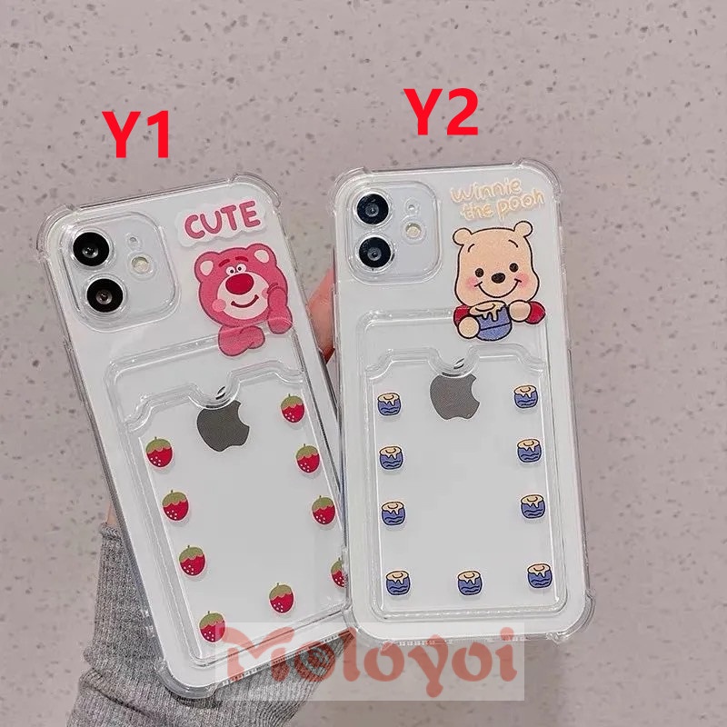 Soft Case Dompet Kartu Transparan Motif Kartun Winnie The Pooh Untuk Iphone 6 6s 7 8 Plus 12 11 Pro Max X Xr Xs Max Se 2020