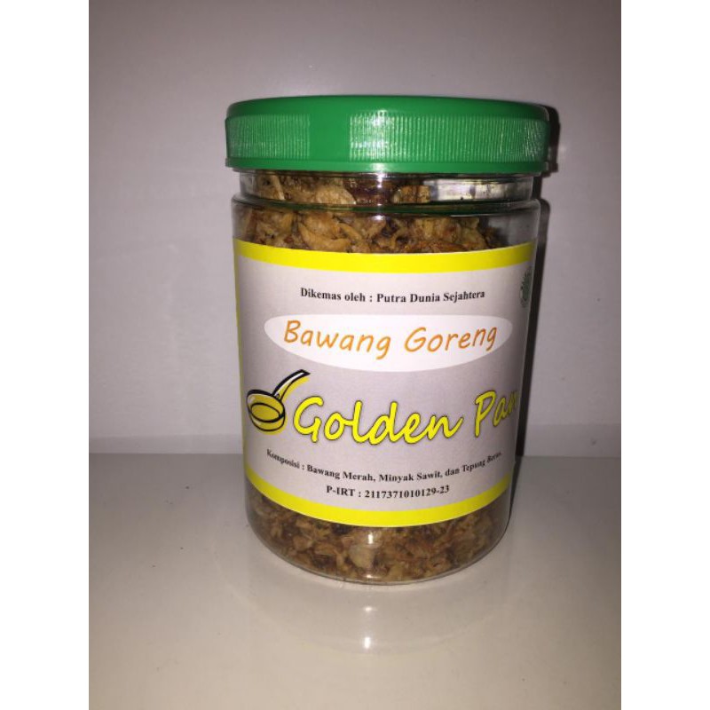 

Bawang Goreng Golden Pan Premium 600ml + Toples cantik dan kuat